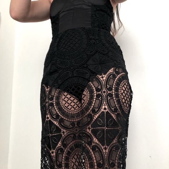 Black Lace Strapless Dress L'ATISTE - Picture 3 of 8